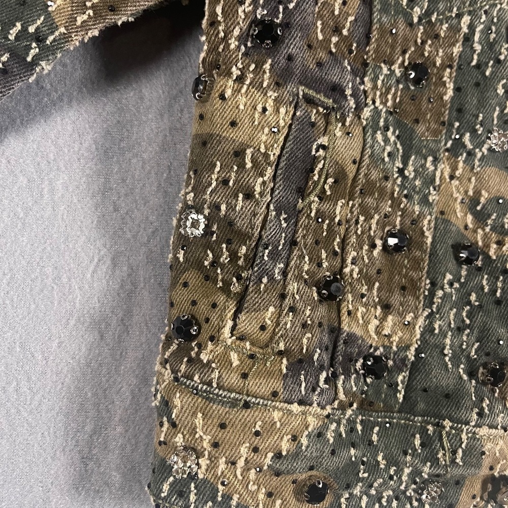 GUAPI Kids 3T Camo Distressed Rhinestone Crystal Denim Jacket Embellished - Picture 9 of 16